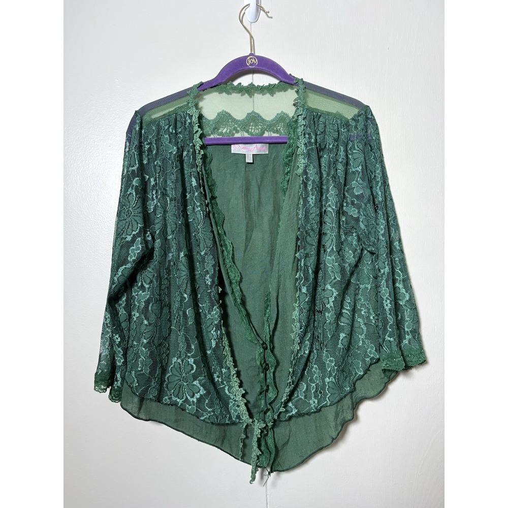 Pretty Angel Lace Top L Green Fairy Goblin Whimsigoth Festival Hippie Grunge